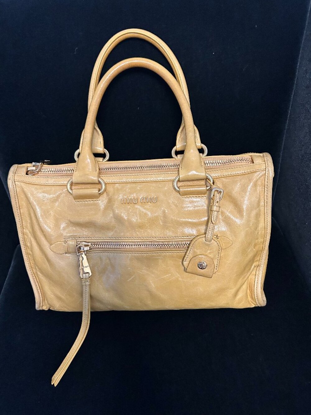 Miu Miu Yellow Leather Motorcycle Handbag